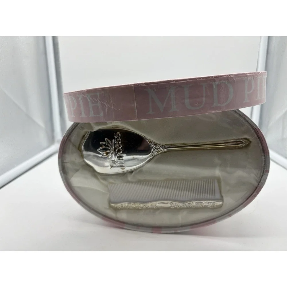 Mud Pie Silver Princess Baby Brush Comb Set
